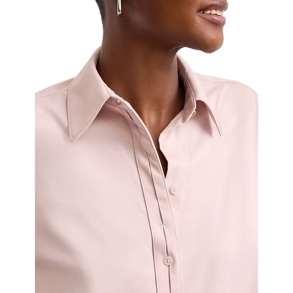 M.M.LaFleur Filomina Friday Shirt Size Large Pink Tulip Knit Poplin Button Down - Picture 7 of 12